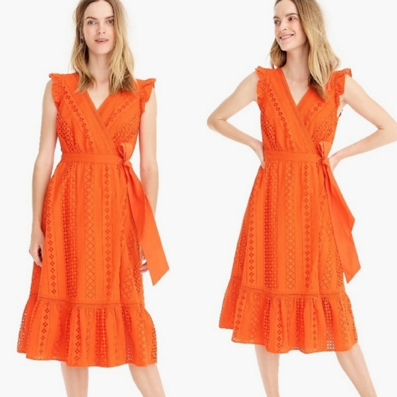 j crew orange eyelet dress